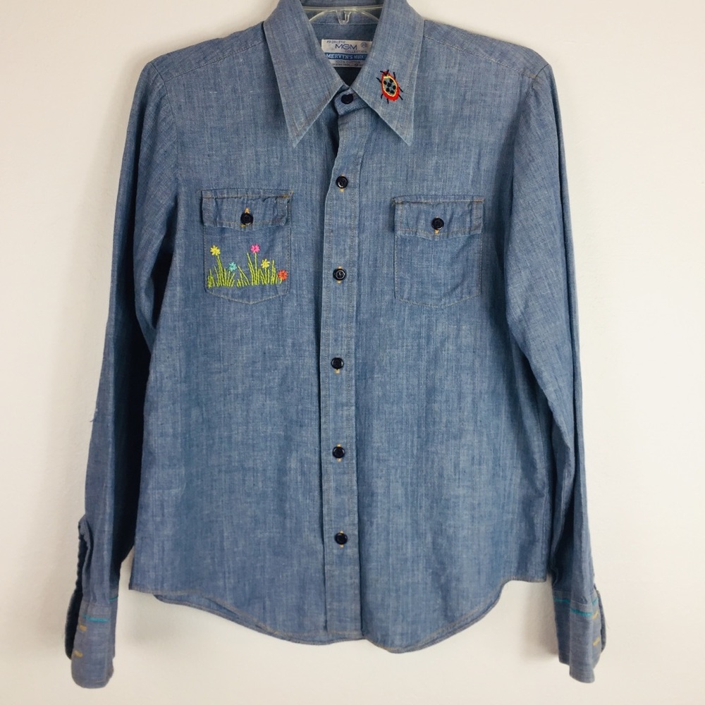 70’s Vintage chambray button front sz M